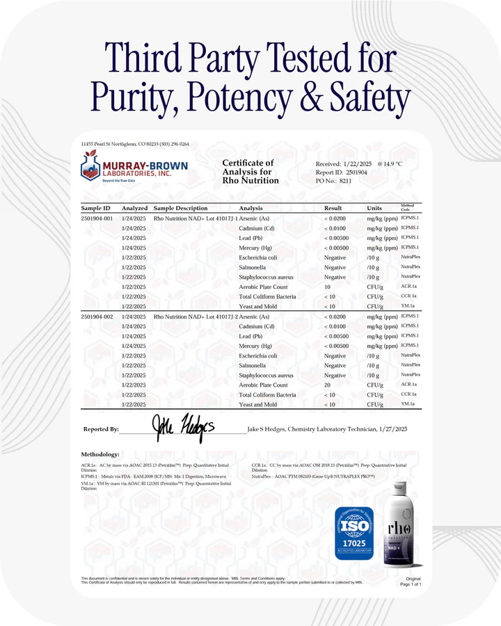 Rho Nutrition Liposomal NAD+ – Liquid Supplement Designed to Help Support Absorption – Active Form of NAD+ Helps Support Normal Cellular Health, Healthy Aging, Energy Metabolism and Overall Vitality